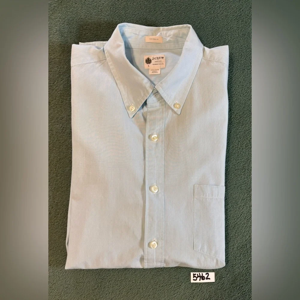 J. Crew Men's Casual Light Blueish-greenish Pin Striped Shirt, Size: L. (5462) - Picture 10 of 10